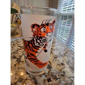 Vintage Exxon Put a Tiger in Your Tank Frosted Glass‎ Tumbler Collectible Mascot